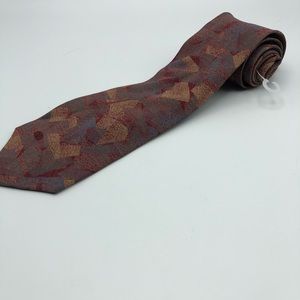 Valentino Cravatte Maroon Abstract Print Silk Tie.